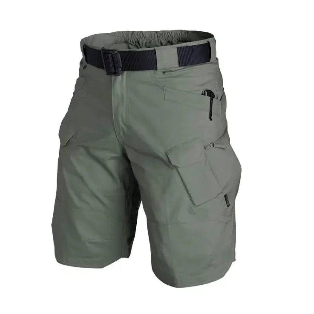 Męskie szorty outdoorowe z 6 kieszeniami zapinanymi na zamek - FlexTrek Cargo Shorts-Zielony-S-Trend Polska
