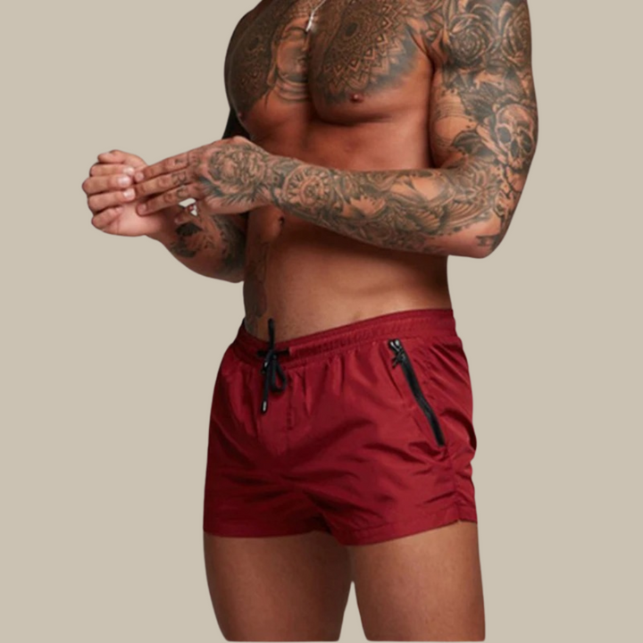 Męskie szybko schnące kąpielówki | Aqua Di Man Stretch Shorts-Bordeaux czerwony-S-Trend Polska