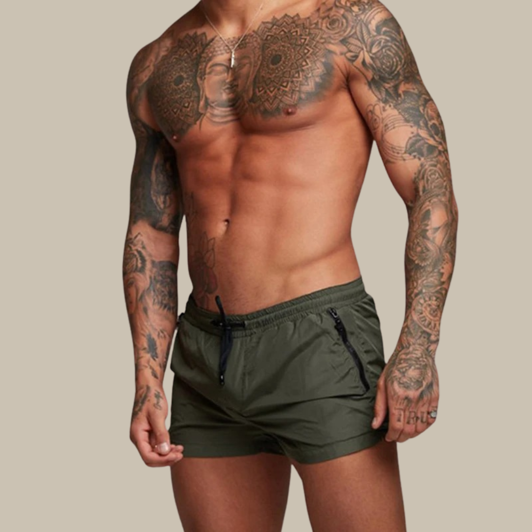 Męskie szybko schnące kąpielówki | Aqua Di Man Stretch Shorts-Zielony wojskowy-S-Trend Polska