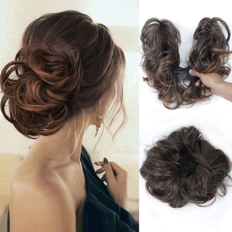 Messy Clip-in Bun z boczną klamrą – Elina-brązowy-Trend Polska