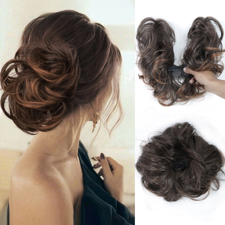 Messy Clip-in Bun z boczną klamrą – Elina-brązowy-Trend Polska