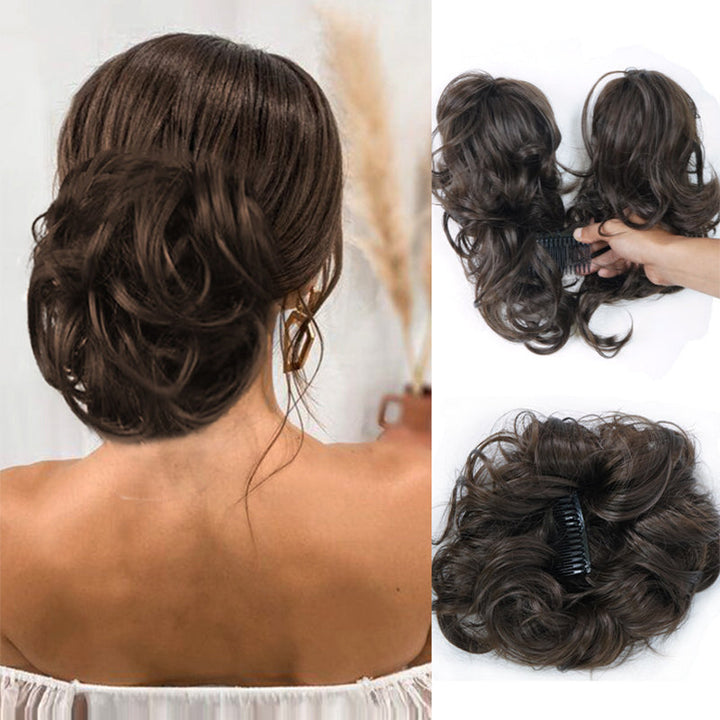 Messy Clip-in Bun z boczną klamrą – Elina-Ciemnobrązowy-Trend Polska