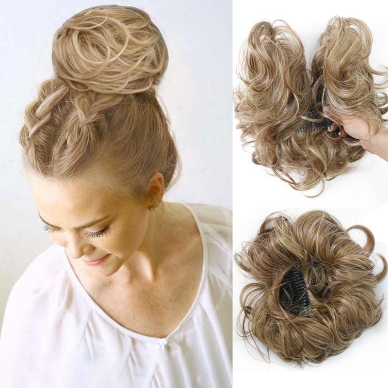 Messy Clip-in Bun z boczną klamrą – Elina-Ciemny blond-Trend Polska