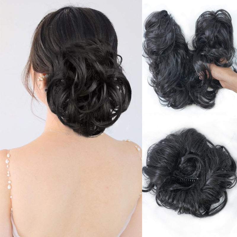 Messy Clip-in Bun z boczną klamrą – Elina-Czarny-Trend Polska