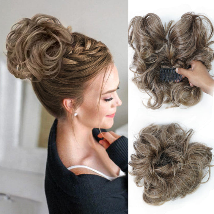 Messy Clip-in Bun z boczną klamrą – Elina-Jasny brązowy-Trend Polska