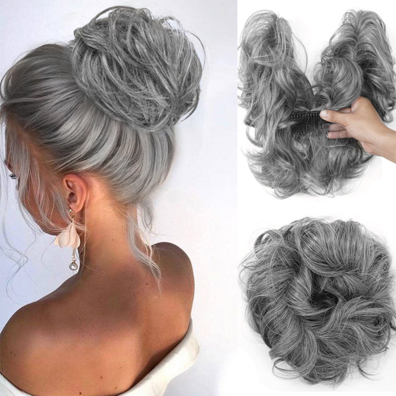Messy Clip-in Bun z boczną klamrą – Elina-Srebrnoszary-Trend Polska