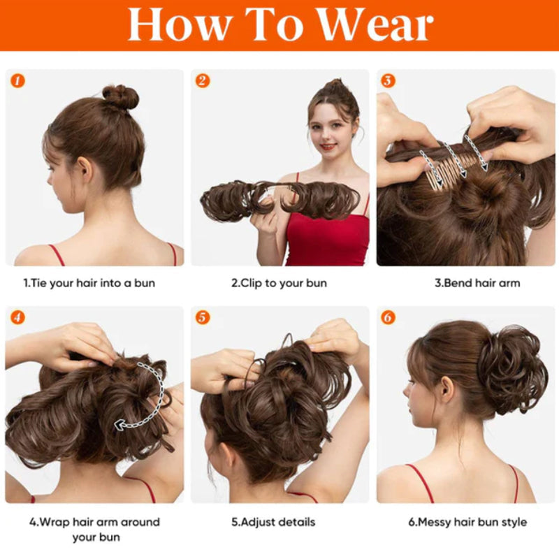 Messy Clip-in Bun z boczną klamrą – Elina-Czarny-Trend Polska