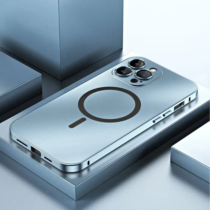 Metaliczna obudowa na iPhone - MagCase-Srebrny-iPhone 15 Pro Max-Trend Polska