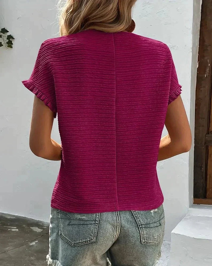 Miękka bawełniana koszulka damska – Élodie-Jasnoróżowy-S-Trend Polska