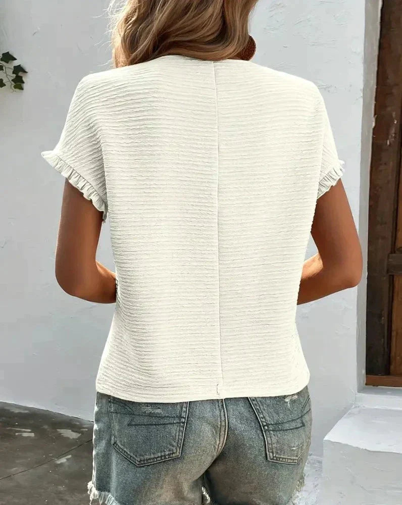 Miękka bawełniana koszulka damska – Élodie-Jasnoróżowy-S-Trend Polska