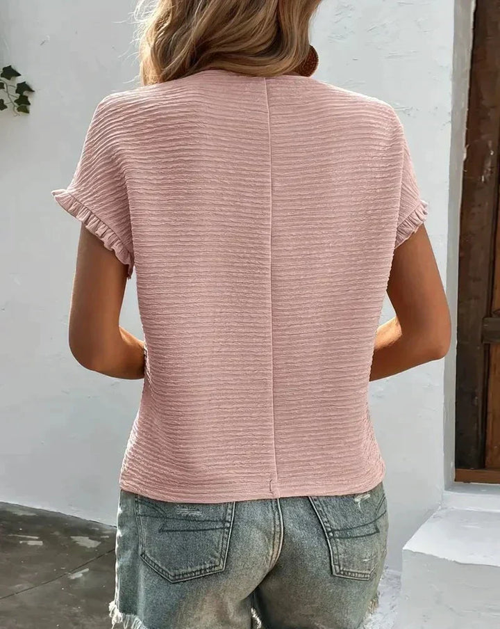 Miękka bawełniana koszulka damska – Élodie-Jasnoróżowy-S-Trend Polska