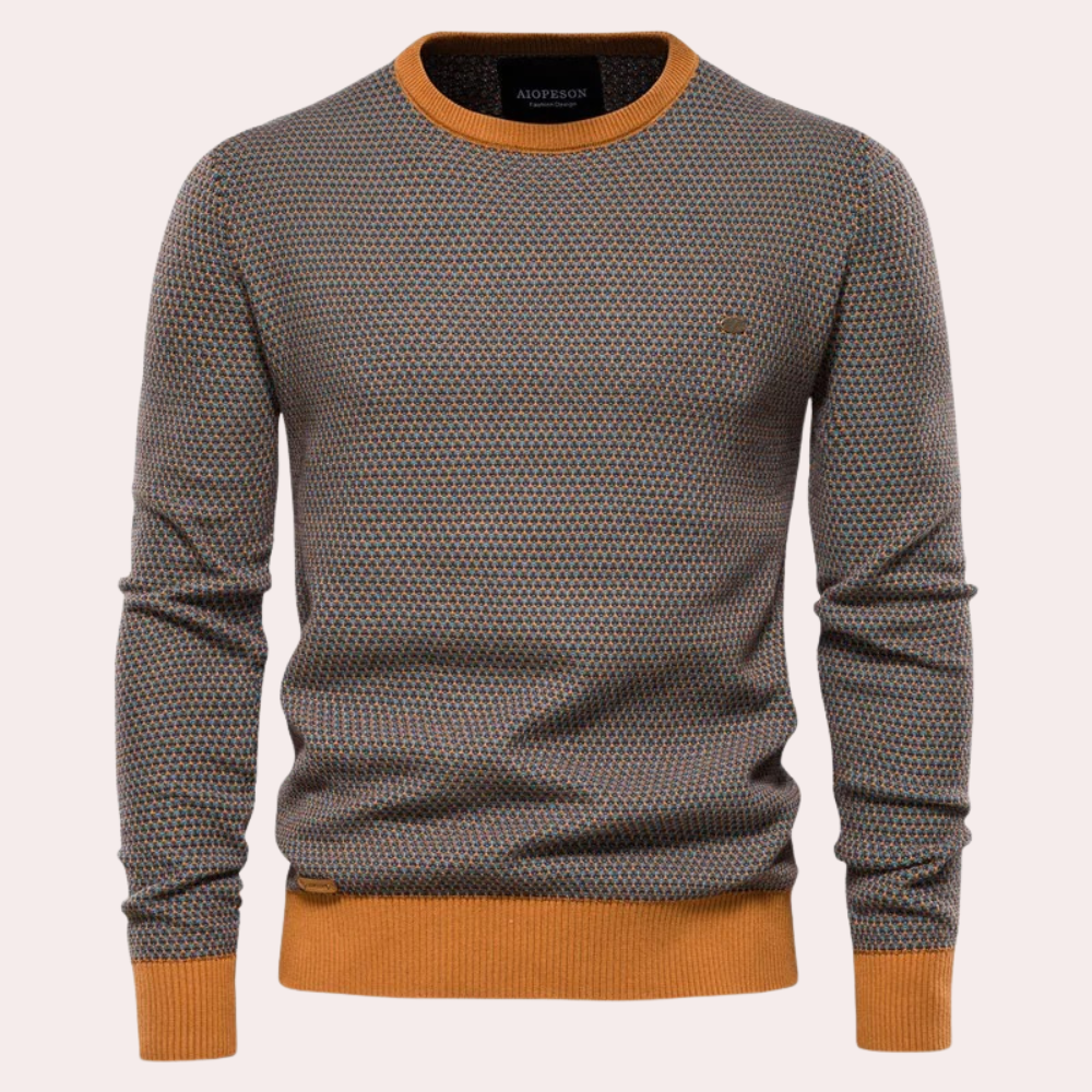 Miękki i Ciepły Sweter Męski - Luca-Pomarańczowy-S-Trend Polska
