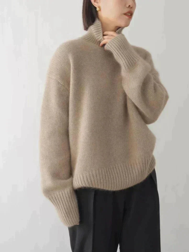 Miękki kaszmirowy sweter damski - Seraphina-Khaki-S-Trend Polska