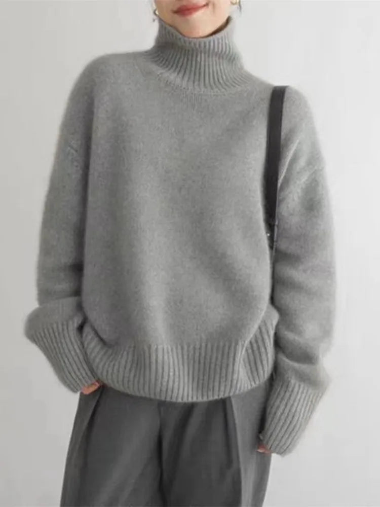 Miękki kaszmirowy sweter damski - Seraphina-Beżowy-S-Trend Polska