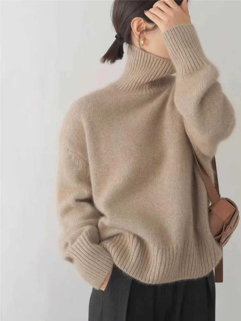 Miękki kaszmirowy sweter damski - Seraphina-Beżowy-S-Trend Polska