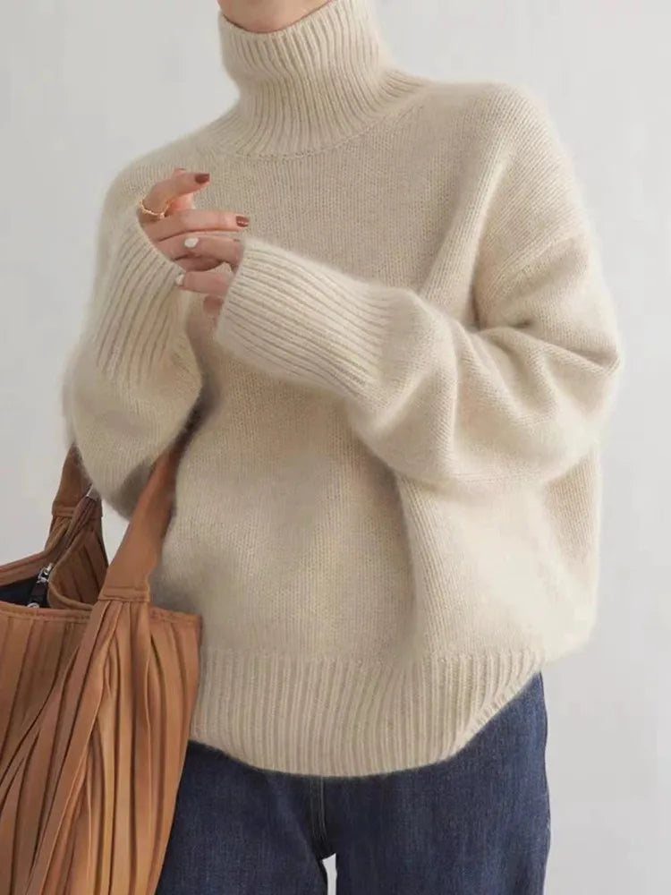 Miękki kaszmirowy sweter damski - Seraphina-Beżowy-S-Trend Polska