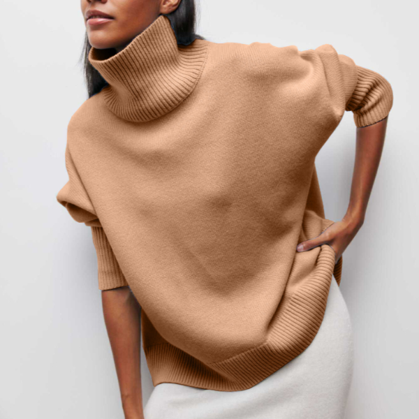 Miękki, oversize sweter damski - Celeste-Khaki-Jedna rozmiar-Trend Polska