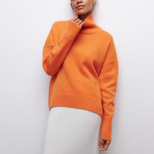 Miękki, oversize sweter damski - Celeste-Pomarańczowy-Jedna rozmiar-Trend Polska