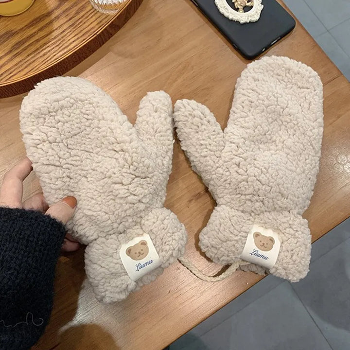 Miękkie damskie rękawice teddy - Mila-Khaki A-Trend Polska