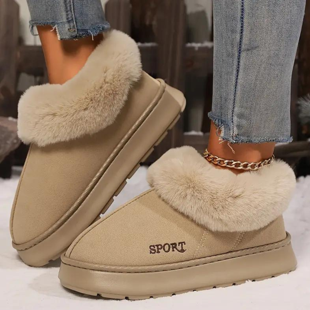 Miękkie i Ciepłe Kapcie Damskie - Nova-Khaki-35-Trend Polska