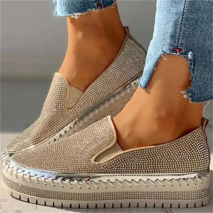 Migoczące damskie loafersy z wygodną wkładką – Teyla-Srebrny-35-Trend Polska