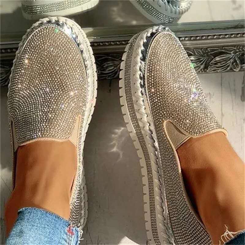 Migoczące damskie loafersy z wygodną wkładką – Teyla-Czarny-35-Trend Polska