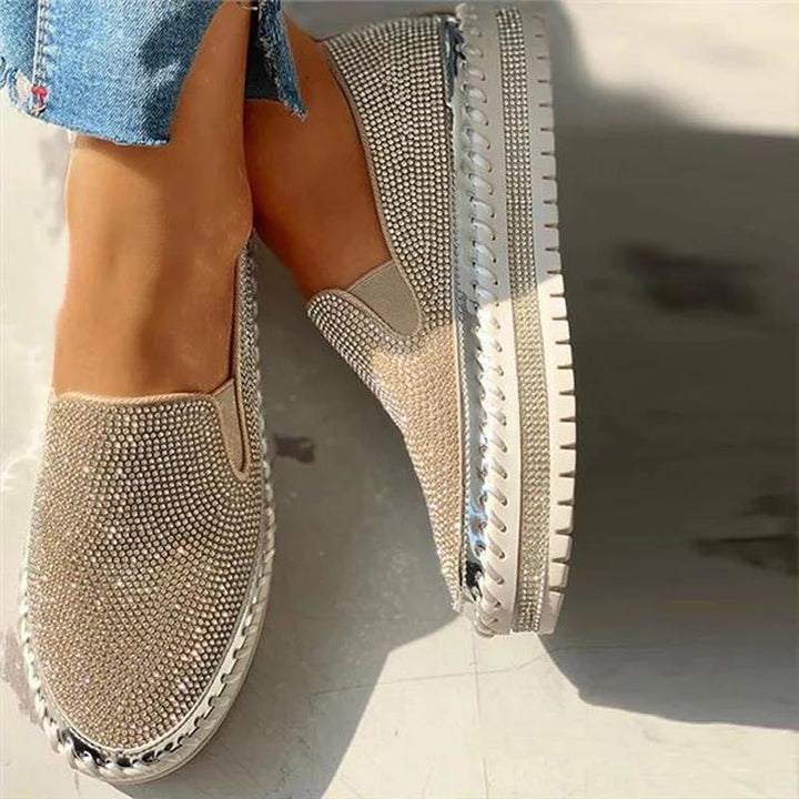 Migoczące damskie loafersy z wygodną wkładką – Teyla-Czarny-35-Trend Polska
