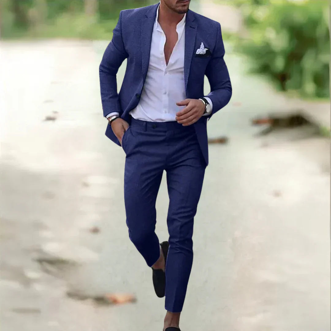 Milan Garnitur męska | Slim Fit na lato i wydarzenia-Niebieski-S-Trend Polska