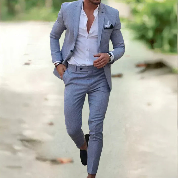 Milan Garnitur męska | Slim Fit na lato i wydarzenia-Szary-S-Trend Polska