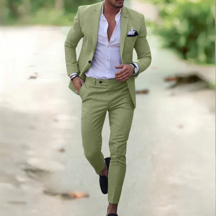 Milan Garnitur męska | Slim Fit na lato i wydarzenia-Zielony-S-Trend Polska