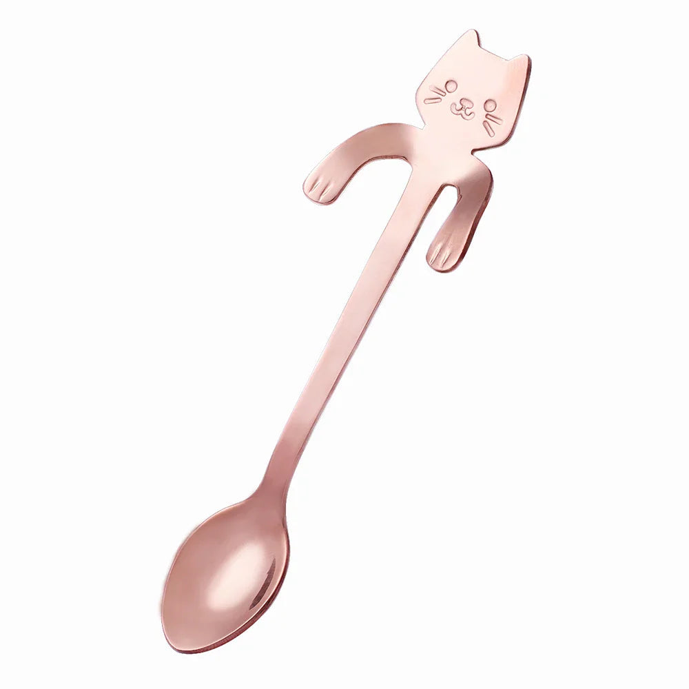 Mini łyżeczka do kotów ze stali nierdzewnej - Whiskra-Różowe złoto-Trend Polska