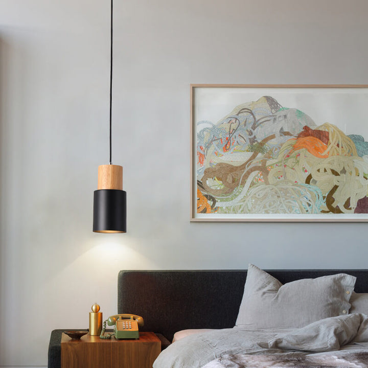 Minimalistyczna lampa wisząca LED Cylindryczna - NordicGlow-Czarny-Trend Polska