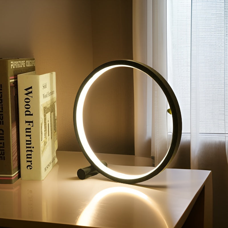 Minimalistyczna lampka stołowa o możliwości ściemnienia - Lampa EclipseAura-Czarny-Jasny biały-Dotyk-Trend Polska