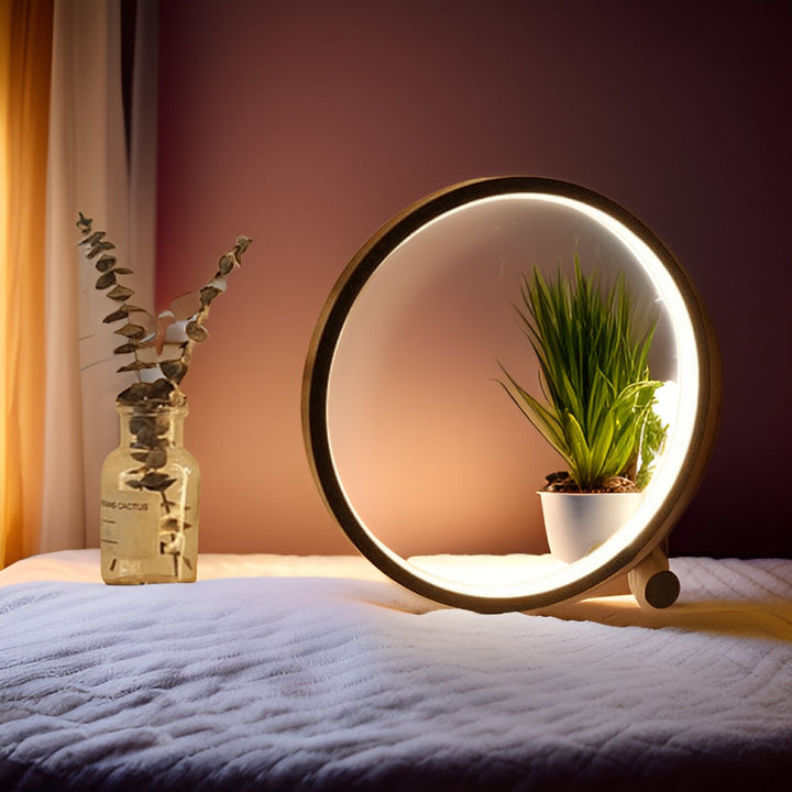 Minimalistyczna lampka stołowa o możliwości ściemnienia - Lampa EclipseAura-Czarny-Jasny biały-Dotyk-Trend Polska