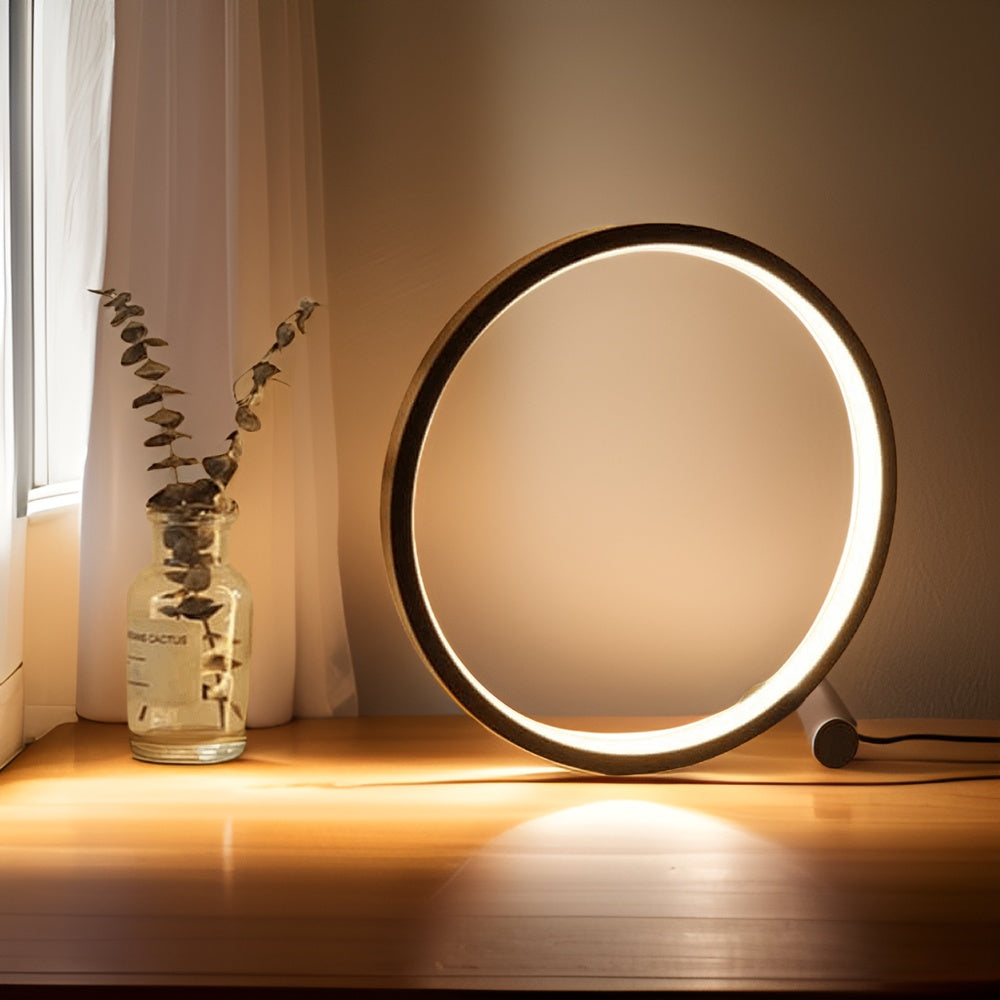 Minimalistyczna lampka stołowa o możliwości ściemnienia - Lampa EclipseAura-Czarny-Jasny biały-Dotyk-Trend Polska