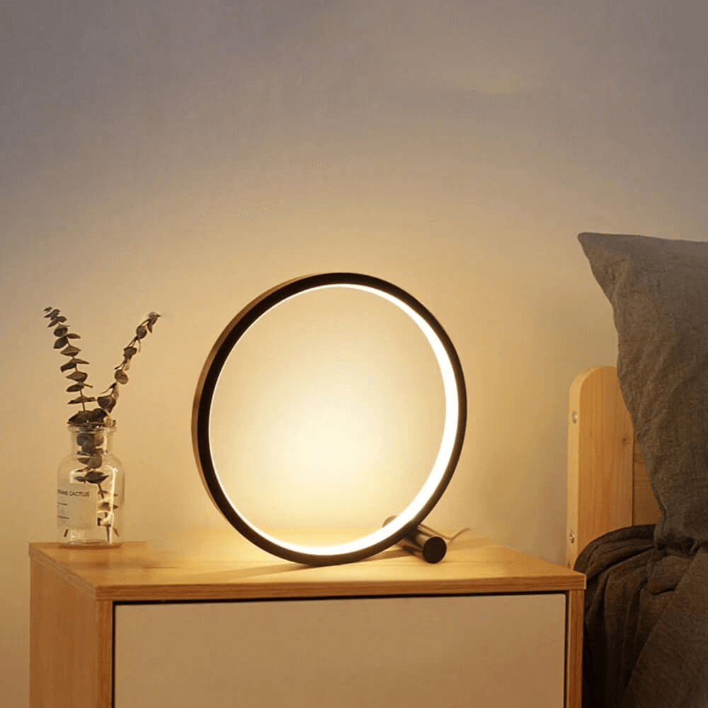 Minimalistyczna lampka stołowa o możliwości ściemnienia - Lampa EclipseAura-Czarny-Jasny biały-Dotyk-Trend Polska