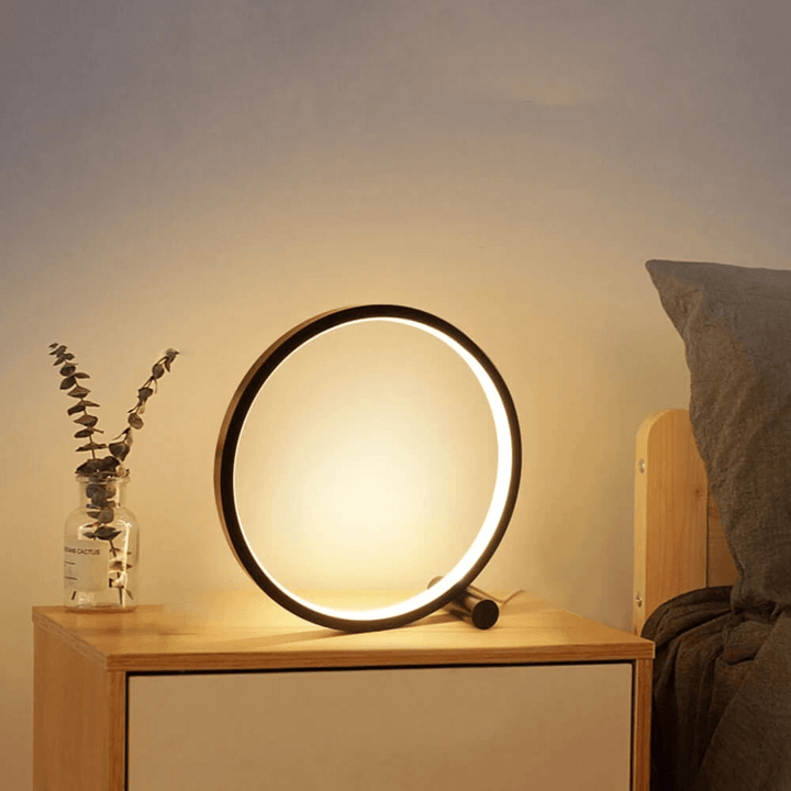 Minimalistyczna lampka stołowa o możliwości ściemnienia - Lampa EclipseAura-Czarny-Jasny biały-Dotyk-Trend Polska
