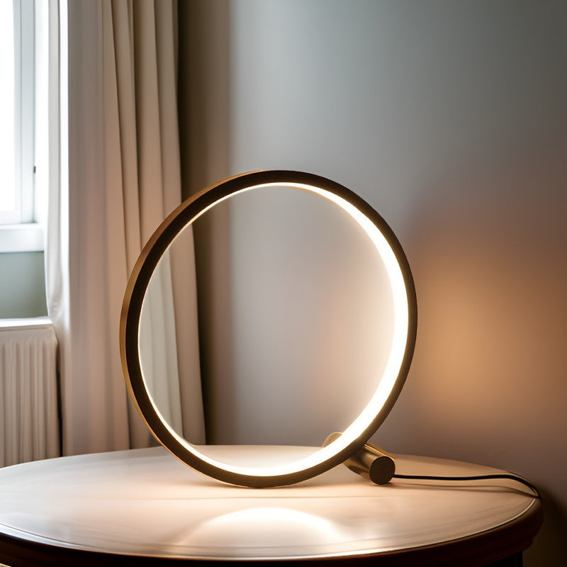 Minimalistyczna lampka stołowa o możliwości ściemnienia - Lampa EclipseAura-Czarny-Jasny biały-Dotyk-Trend Polska