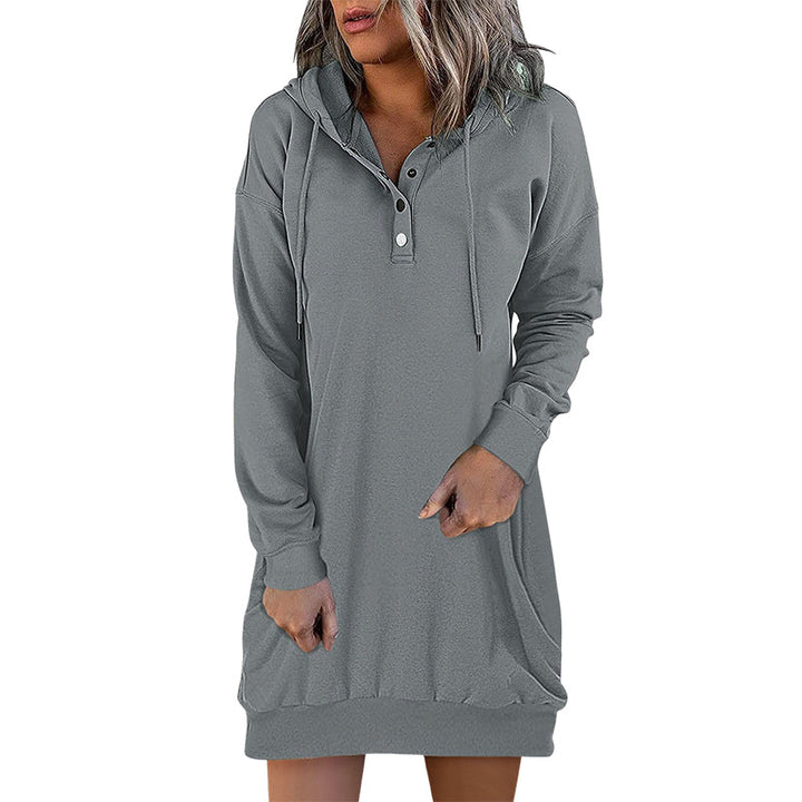 Minimalistyczny długi hoodie damski – Valeria-Róża-S-Trend Polska