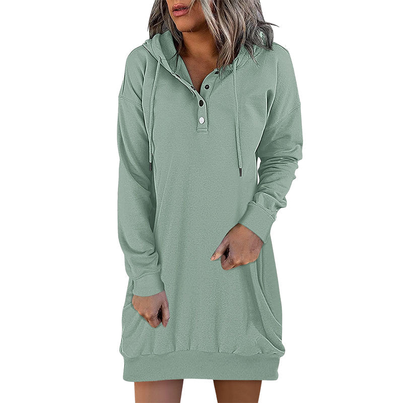Minimalistyczny długi hoodie damski – Valeria-Róża-S-Trend Polska