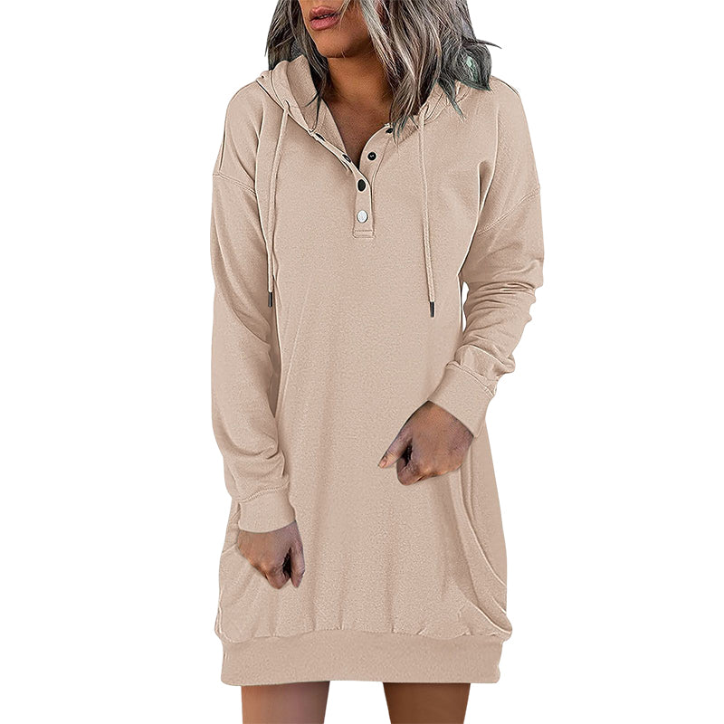 Minimalistyczny długi hoodie damski – Valeria-Róża-S-Trend Polska