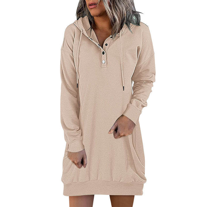 Minimalistyczny długi hoodie damski – Valeria-Róża-S-Trend Polska
