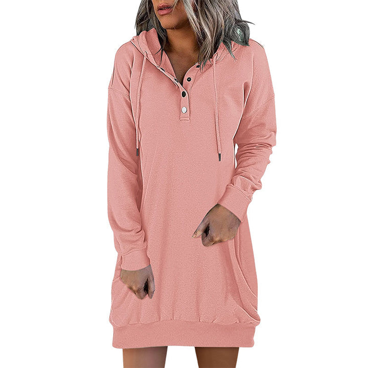 Minimalistyczny długi hoodie damski – Valeria-Róża-S-Trend Polska