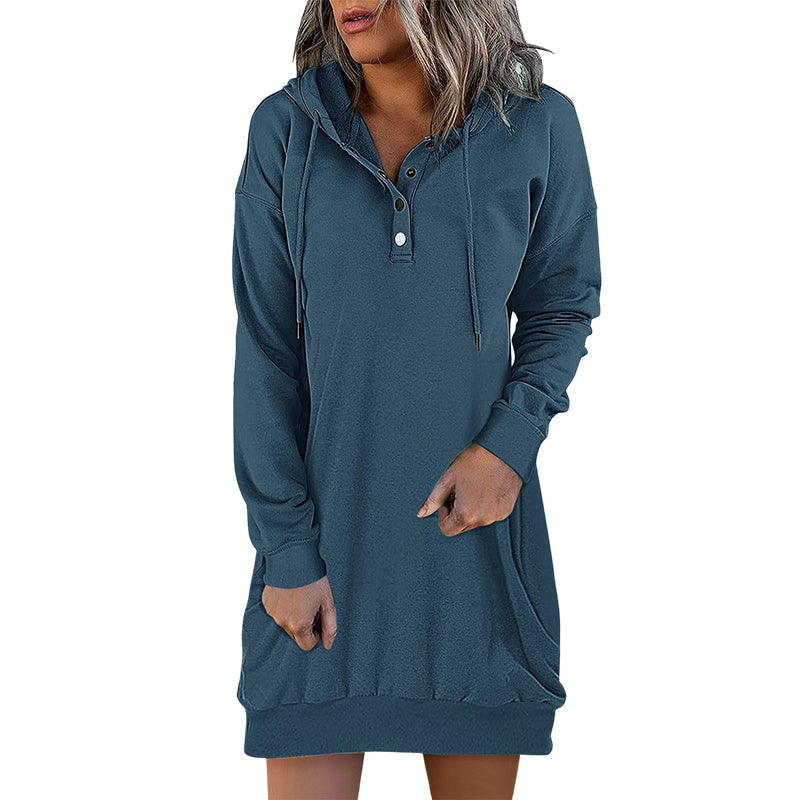 Minimalistyczny długi hoodie damski – Valeria-Róża-S-Trend Polska