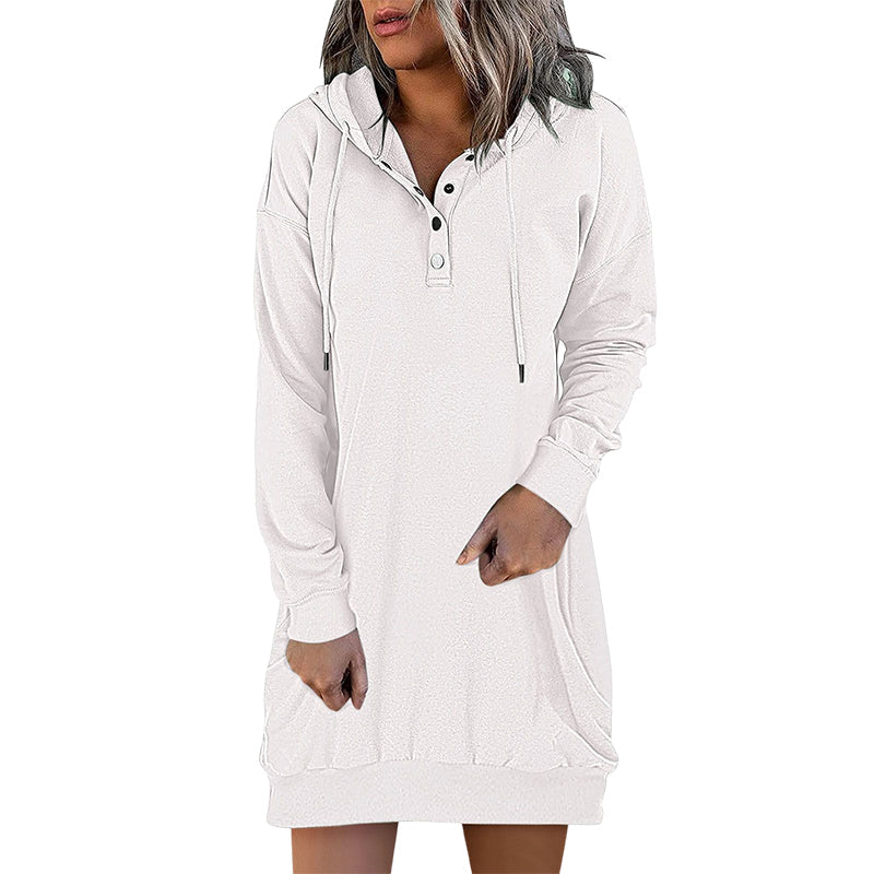 Minimalistyczny długi hoodie damski – Valeria-Róża-S-Trend Polska