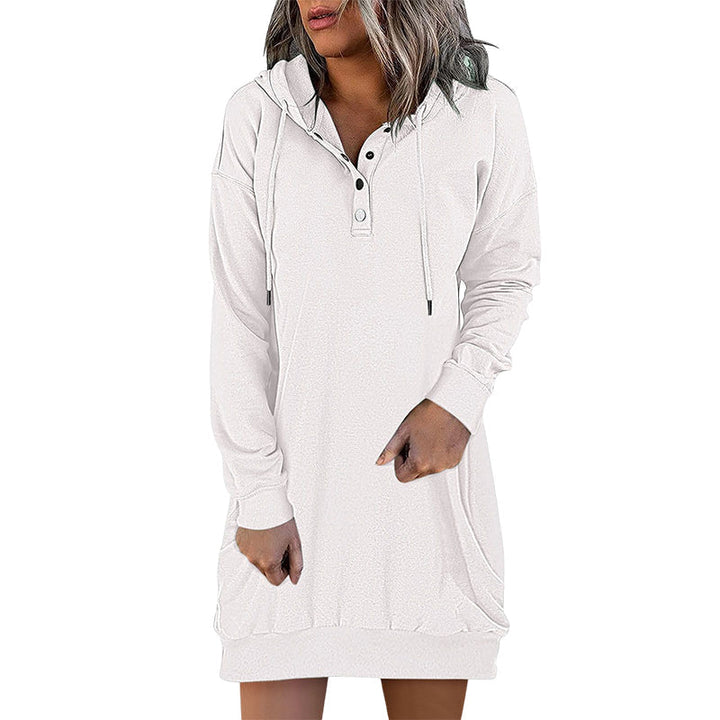 Minimalistyczny długi hoodie damski – Valeria-Róża-S-Trend Polska