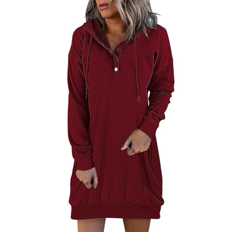 Minimalistyczny długi hoodie damski – Valeria-Róża-S-Trend Polska