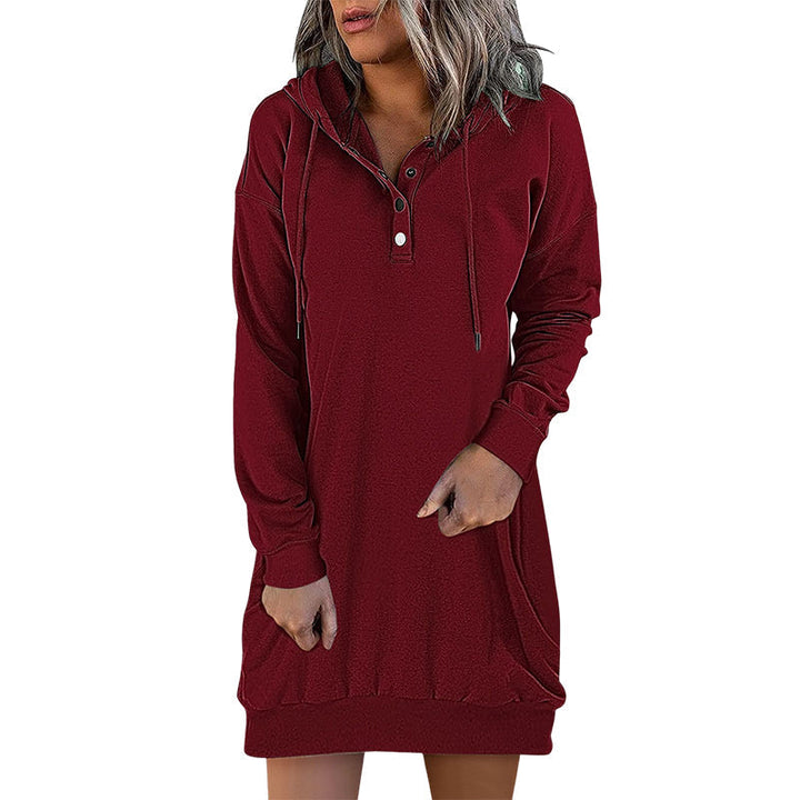 Minimalistyczny długi hoodie damski – Valeria-Róża-S-Trend Polska