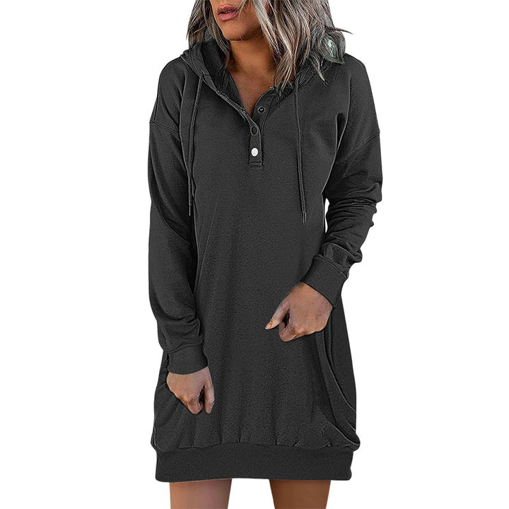 Minimalistyczny długi hoodie damski – Valeria-Róża-S-Trend Polska