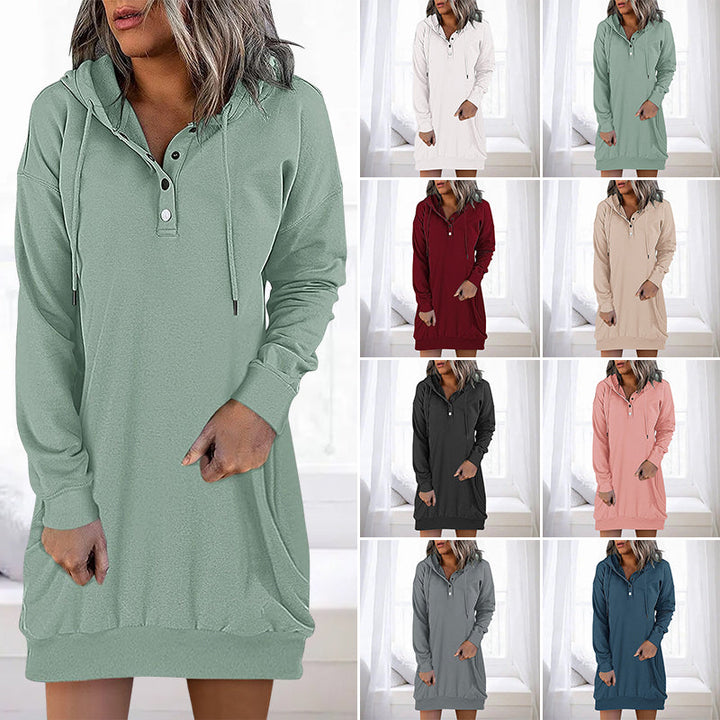 Minimalistyczny długi hoodie damski – Valeria-Róża-S-Trend Polska